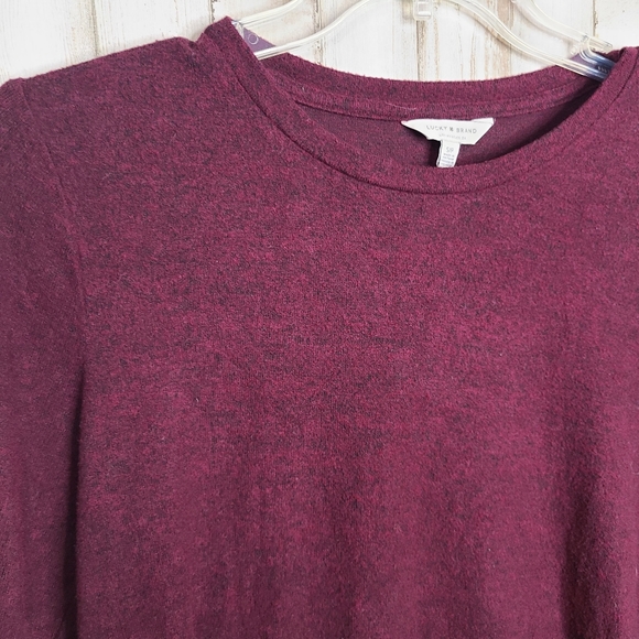 Lucky Brand Burgundy Super Soft Sweater Blouse Bell Sleeves Size Small - Picture 6 of 9